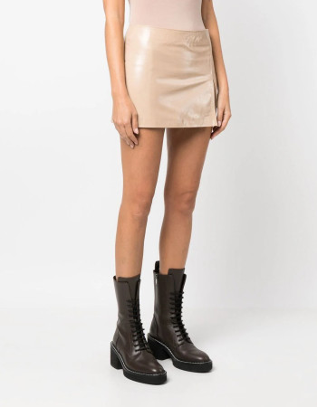 SIDE-SLIT MINI LEATHER SKIRT