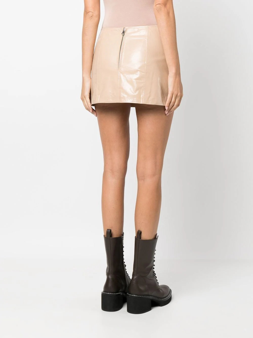 SIDE-SLIT MINI LEATHER SKIRT