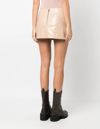 SIDE-SLIT MINI LEATHER SKIRT