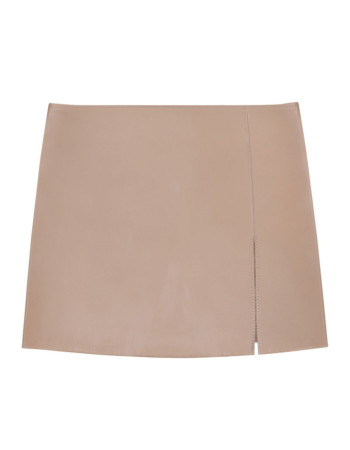 SIDE-SLIT MINI LEATHER SKIRT