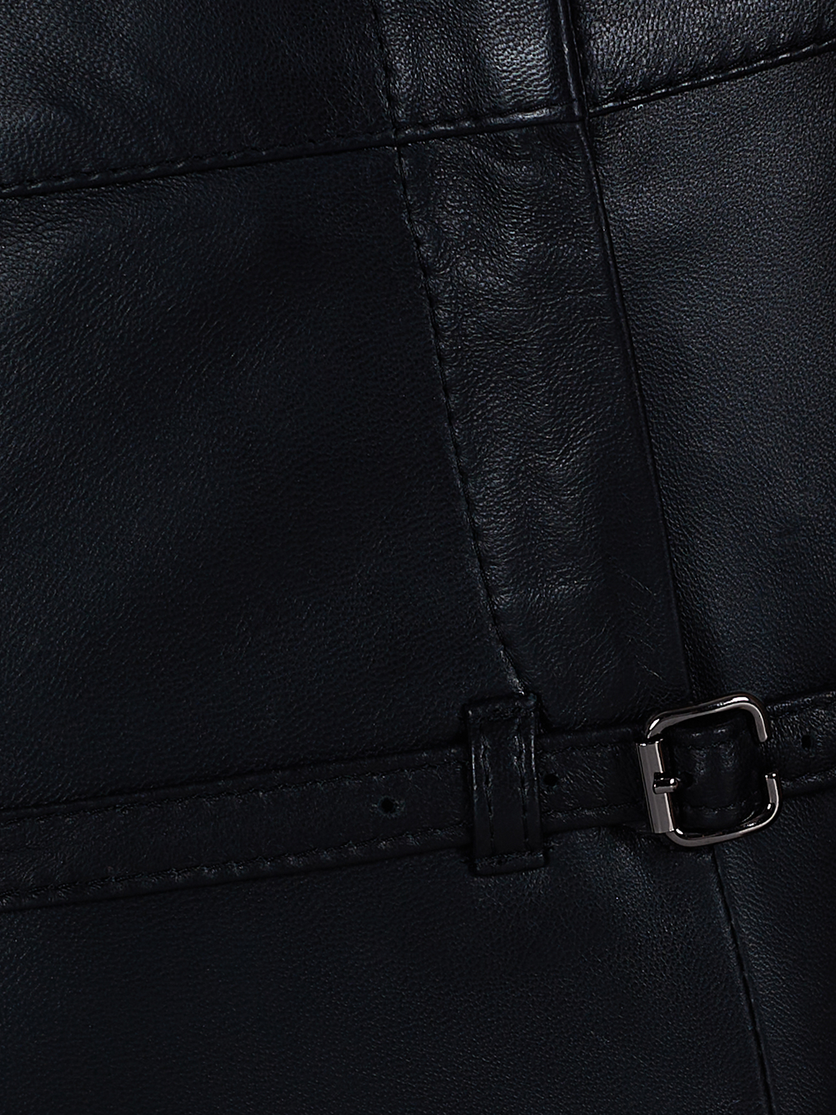 Belted leather mini skirt