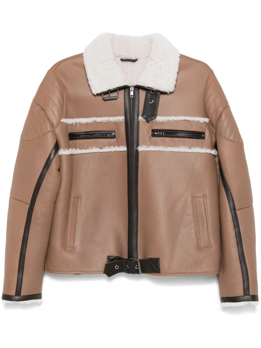 SHEARLING DETAIL LEATHER JACKET