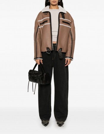 SHEARLING DETAIL LEATHER JACKET