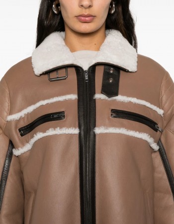 SHEARLING DETAIL LEATHER JACKET