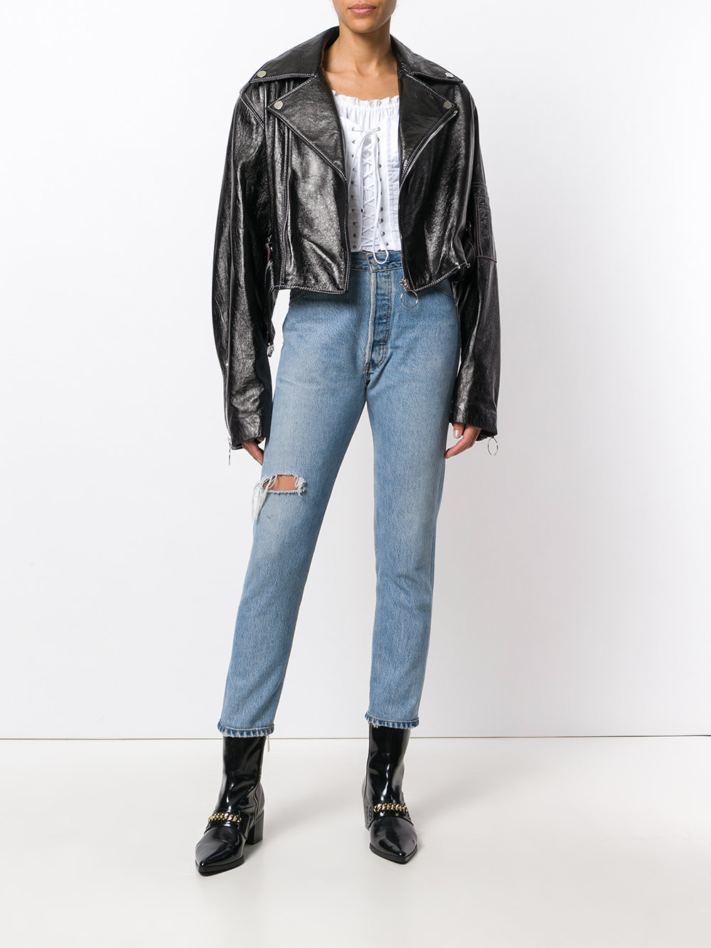 CROPPED OVERSIZED BOMBER